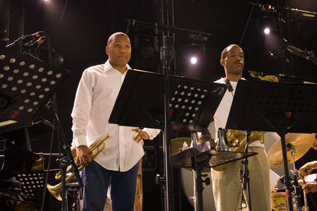 Wynton Marsalis during the sound check with Richard Galliano