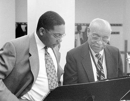 Benny Carter and Wynton Marsalis at Jazz at Lincoln Center, March, 1996