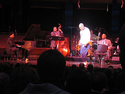 Bill Cosby on the stage with Wynton and the LCJO
