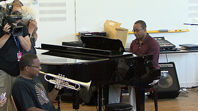 Wynton Marsalis and Victor Goines giving masterclass at Marciac 2007