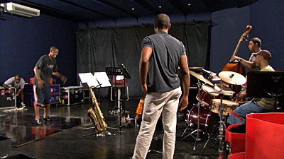 Wynton Marsalis rehearsing with his Quintet and Jared Grimes