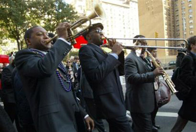 Wynton and Ron Westray lead the Second line parade