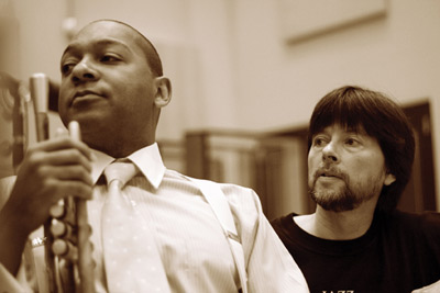 Wynton Marsalis and Ken Burns during the recording of The War soundtrack